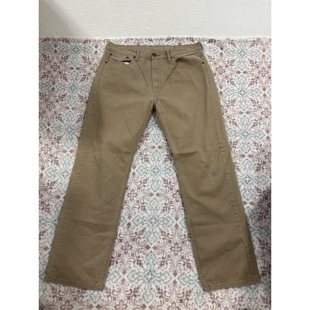 Levis 505 Regular Fit Straight Leg Khaki Tan Pants Mens W38 L34 00505-0718
